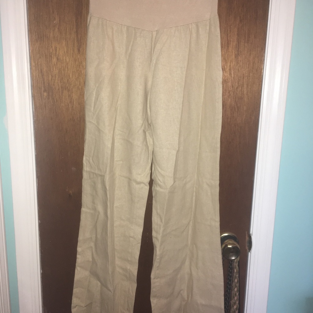 Love Tree White Linen Wide Leg Pants Women Small